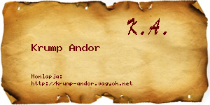 Krump Andor névjegykártya